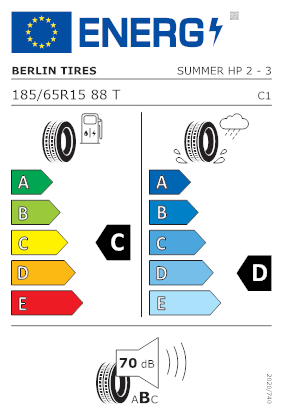 Etichetta per gomma: BERLIN TIRES, SUMMER HP 2 185/65 R15 88T Estive