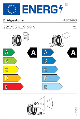 Etichetta per gomma: BRIDGESTONE, ALENZA 001 225/55 R19 99V Estive