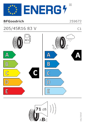 Etichetta per gomma: BFGOODRICH, ADVANTAGE 2 205/45 R16 83V Estive