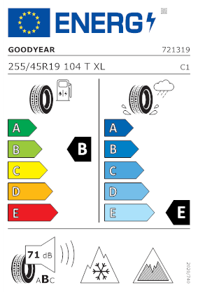 Etichetta per gomma: GOODYEAR, ULTRAGRIP ICE 3 XL 255/45 R19 104T Invernali