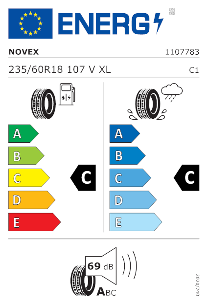 Etichetta per gomma: NOVEX, SUV HT 235/60 R18 107V Estive
