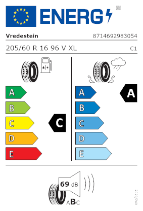 Etichetta per gomma: VREDESTEIN, ULTRAC+ XL 205/60 R16 96V Estive