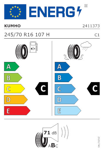 Etichetta per gomma: KUMHO, HP71 CRUGEN 245/70 R16 107H Estive