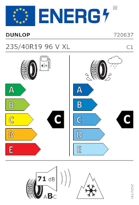Etichetta per gomma: DUNLOP, WINTER XL MFS EVR 235/40 R19 96V Invernali