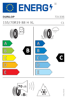 Etichetta per gomma: DUNLOP, ALL SEASON 2 155/70 R19 88H Quattro-stagioni