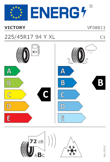 Etichetta per gomma: VICTORY, ROAD AS 225/45 R17 94Y Quattro-stagioni
