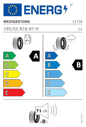 Etichetta per gomma: BRIDGESTONE, TURANZA T005 195/55 R16 87H Estive