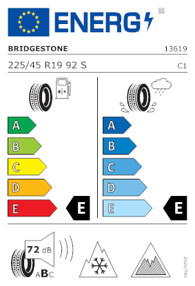 Etichetta per gomma: BRIDGESTONE, BLIZZAK ICE 225/45 R19 92S Invernali