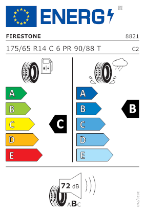 Etichetta per gomma: FIRESTONE, VANHAWK 2 C DOT22 175/65 R14 90T Estive