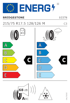 Etichetta per gomma: BRIDGESTONE, R-STEER 002 215/75 R17 128M Estive