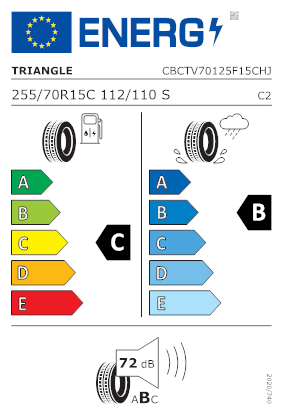 Etichetta energetica pneumatico TRIANGLE CONNEX VAN TV701
