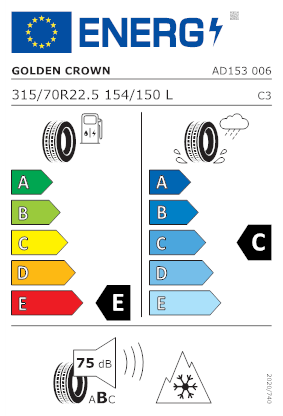 Etichetta per gomma: GOLDENCROWN, AD153 315/70 R22.5 154L Quattro-stagioni