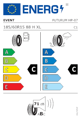 Etichetta per gomma: EVENT, FUTURUM HP XL 185/60 R15 88H Estive