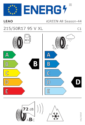Etichetta per gomma: LEAO, I-GREEN ALL SEASON XL M+S 3PMSF 215/50 R17 95V Estive