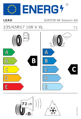 Etichetta per gomma: LEAO, iGreen All Season 235/65 R17 108V Quattro-stagioni