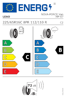 Etichetta per gomma: LEAO, NOVA-FORCE VAN HP C 8PR 225/65 R16 112R Estive