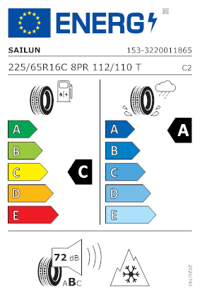 Etichetta per gomma: SAILUN, COMMERCIO 4S 225/65 R16 112T Quattro-stagioni