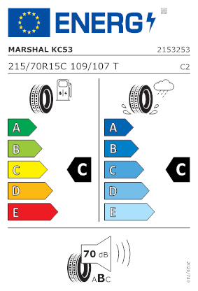 Etichetta per gomma: MARSHAL, PORTRAN KC53 C 8PR 215/70 R15 109T Estive