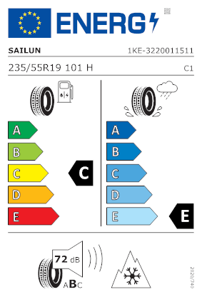 Etichetta per gomma: SAILUN, ICE BLAZER ARCTIC EVO SW82 FSL BSW M+S 3PMSF 235/55 R19 101H Invernali