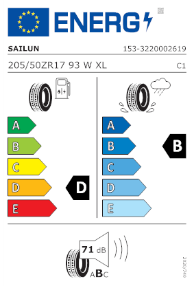 Etichetta per gomma: SAILUN, ATREZZO ZSR SU18 XL BSW 205/50 R17 93W Estive