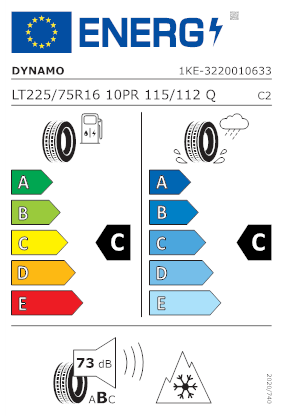 Etichetta per gomma: DYNAMO, SNOW-H MWS01 10PR BSW M+S 3PMSF 225/75 R16 115Q Invernali