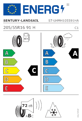 Etichetta per gomma: LANDSAIL, SEASONSDRAGON BSW M+S 3PMSF 205/55 R16 91H Estive