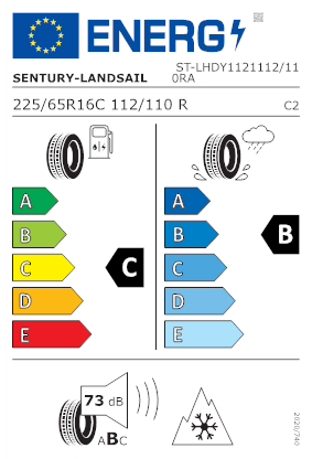Etichetta per gomma: LANDSAIL, SEASONSDRAGON VAN C 8PR BSW M+S 3PMSF 225/65 R16 112R Estive