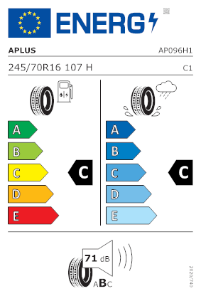 Etichetta per gomma: APLUS, A919 245/70 R16 107H Estive