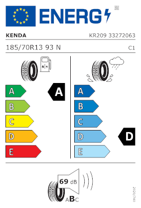Etichetta per gomma: KENDA, KR 209 KARGOTRAIL 3G XL 185/70 R13 93N Estive