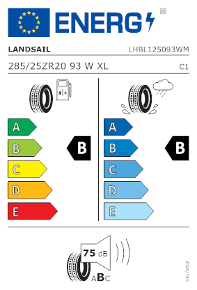Etichetta per gomma: LANDSAIL, LS588 UHP XL 285/25 R20 93W Estive