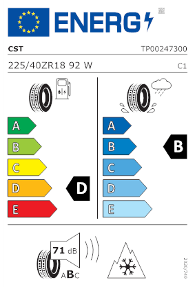 Etichetta per gomma: CST, MEDALLION ALL SEASON ACP1 XL MFS M+S 3PMSF 225/40 R18 92W Estive