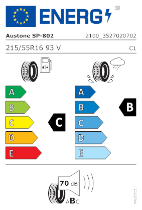Etichetta per gomma: AUSTONE, SP802 215/55 R16 93V Estive