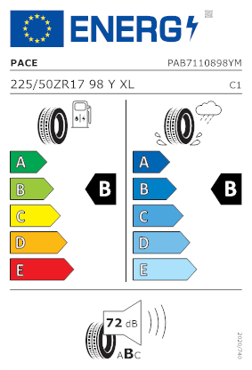 Etichetta per gomma: PACE, ALVENTI XL 225/50 R17 98Y Estive