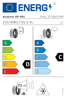 Etichetta per gomma: AUSTONE, SP901 215/45 R17 91V Invernali