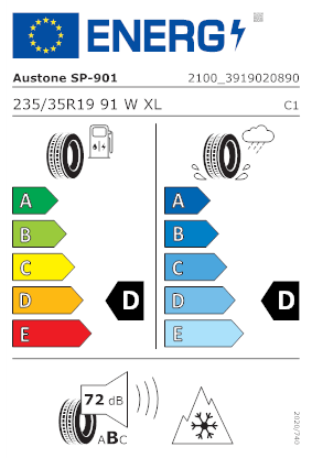 Etichetta per gomma: AUSTONE, SP901 XL 235/35 R19 91W Invernali