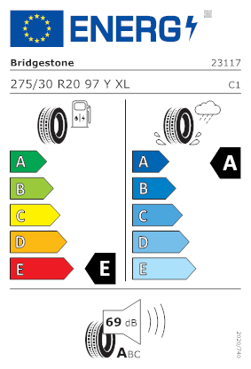 Etichetta per gomma: BRIDGESTONE, POTENZA SPORT 275/30 R20 97Y Estive