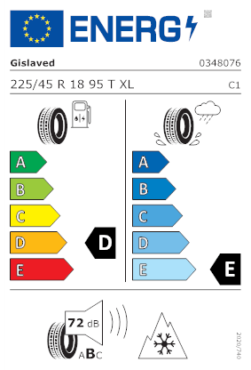 Etichetta per gomma: GISLAVED, NORD*FROST 200 XL M+S 3PMSF DOT21 225/45 R18 95T Invernali
