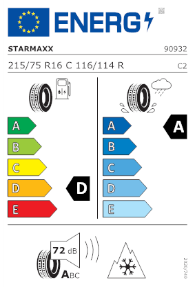 Etichetta per gomma: STARMAXX, PROWIN ST960 C 10PR M+S 3PMSF 215/75 R16 116R Invernali