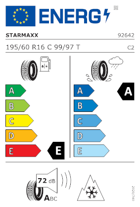 Etichetta per gomma: STARMAXX, PROWIN ST960 C 6PR M+S 3PMSF 195/60 R16 99T Invernali