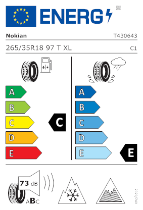 Etichetta per gomma: NOKIAN, NOKIAN HAKKAPELIITTA R3 XL M+S 3PMSF DOT21 265/35 R18 97T Invernali