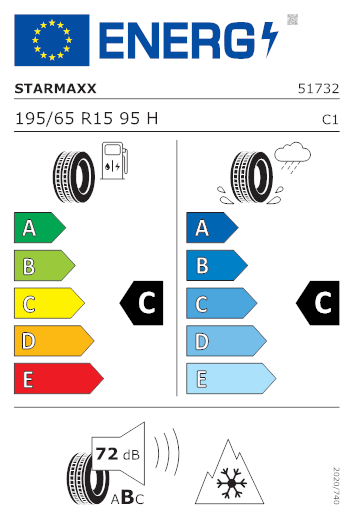 Etichetta per gomma: STARMAXX, ST582 MAXX OUT 195/65 R15 95H Quattro-stagioni