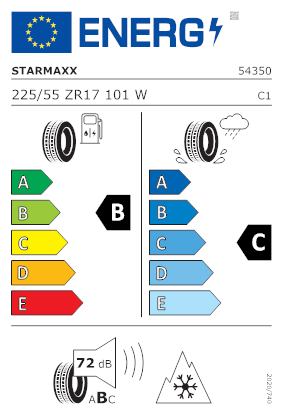 Etichetta per gomma: STARMAXX, MAXX OUT ST582 XL BSW M+S 3PMSF 225/55 R17 101W Estive