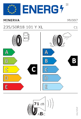 Etichetta per gomma: MINERVA, RADIAL F205 XL DOT21 235/50 R18 101Y Estive