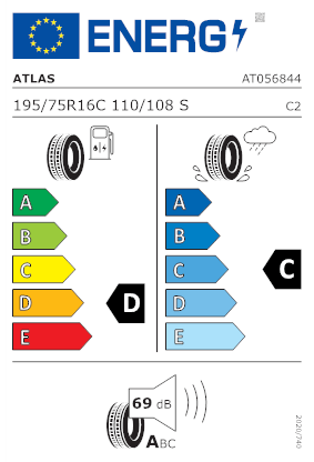 Etichetta per gomma: ATLAS, GREEN VAN2 C 10PR BSW 195/75 R16 110S Estive