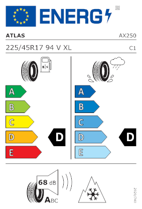Etichetta per gomma: ATLAS, POLARBEAR UHP XL M+S 3PMSF 225/45 R17 94V Invernali