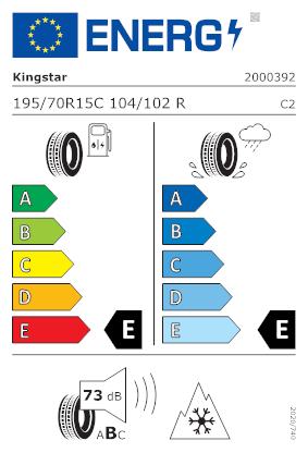 Etichetta per gomma: KINGSTAR, WINTER RADIAL W410 C 8PR 195/70 R15 104R Invernali