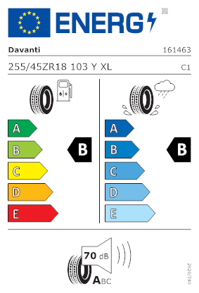 Etichetta per gomma: DAVANTI, DX640 XL 255/45 R18 103Y Estive