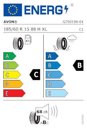 Etichetta per gomma: AVON, ZT7 185/60 R15 88H Estive