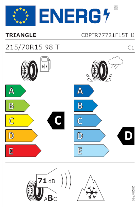 Etichetta per gomma: TRIANGLE, SNOWLION TR777 SUV M+S 3PMSF 215/70 R15 98T Invernali
