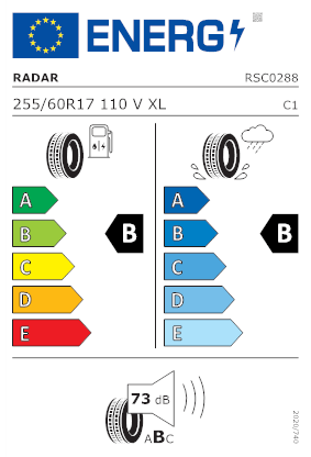 Etichetta per gomma: RADAR, RPX-800+ 255/60 R17 110V Estive